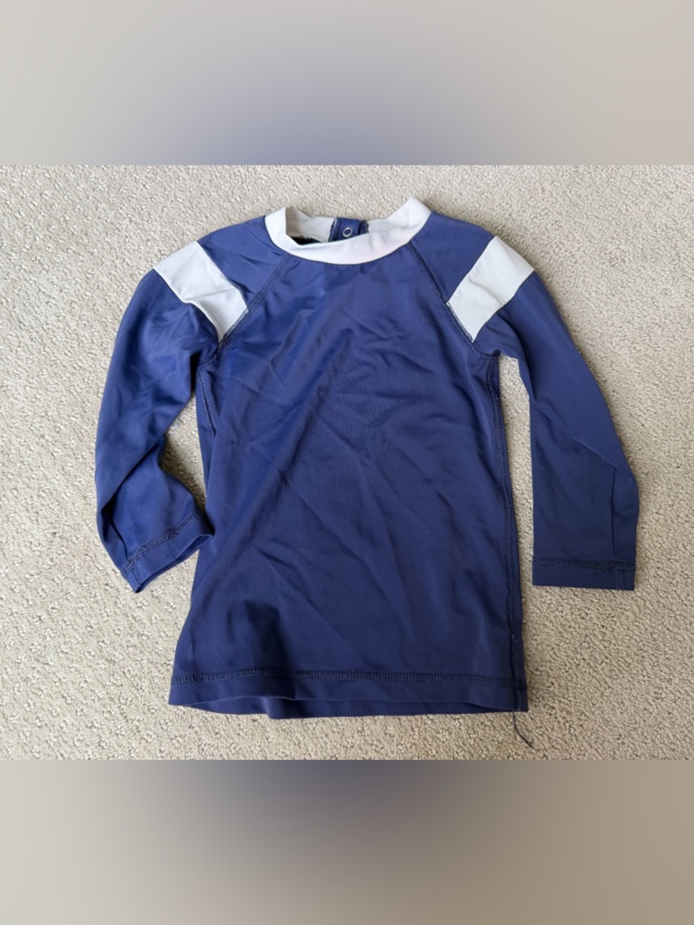 J. Crew Navy and White UPF 50+ Long Sleeve Swim Top